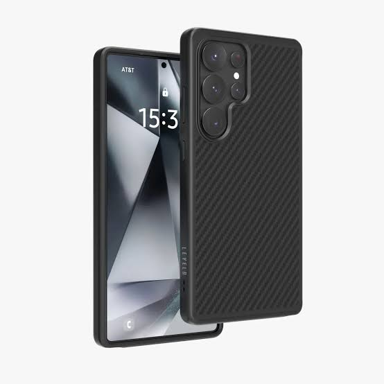 جراب ألياف كربون فاخر لهاتف سامسونج S25 ألترا باللون الأسود من ليفيلو Levelo Ox Carbon Case For Samsung S25 Ultra - Black