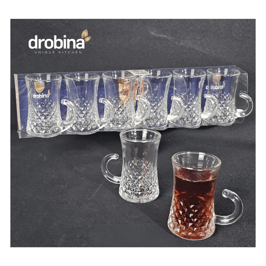 كاسات شاي شفاف زجاج 6 حبة