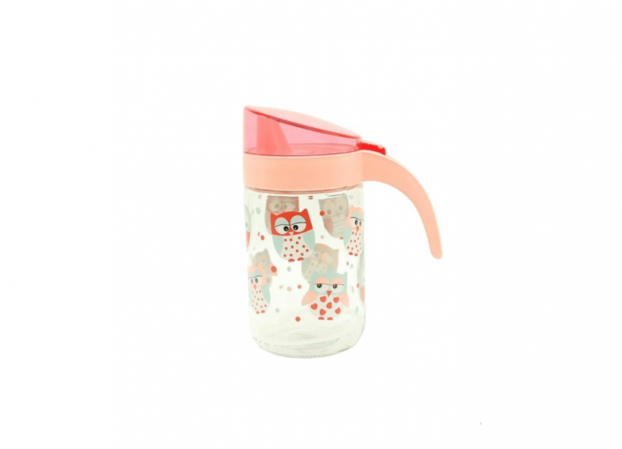 Glass jug 0.75 liter pink floral designs