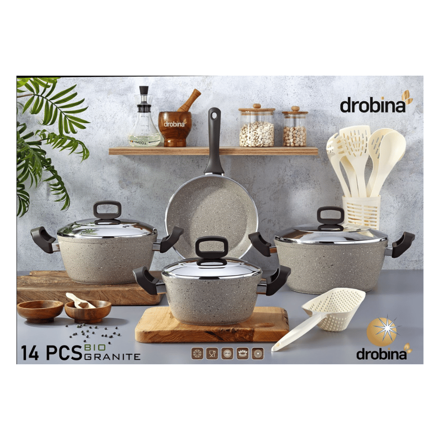 طقم قدور drobina 14 غرانيت تركي Ellie Grey