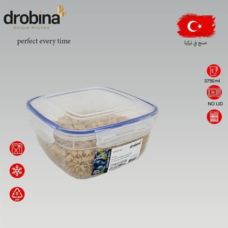 حافظة طعام تركي drobina مربع 3750 مل