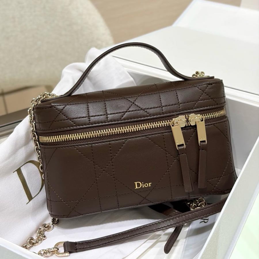 شنطة ديور فانيتي بني 19cm