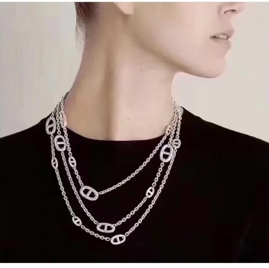 عقد ايرميز فضي 160cm