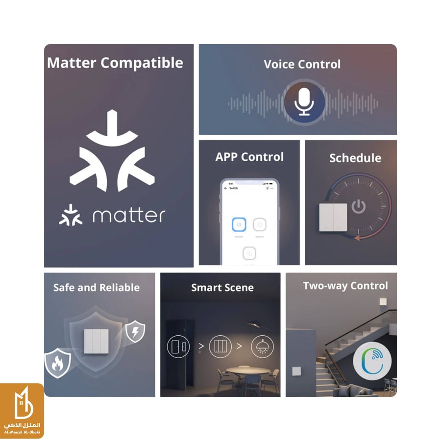 مفتاح حائط ذكي سونوف M5 (نسخة Matter) – أبيض – (مقاس 86 - 1/2/3 أزرار )