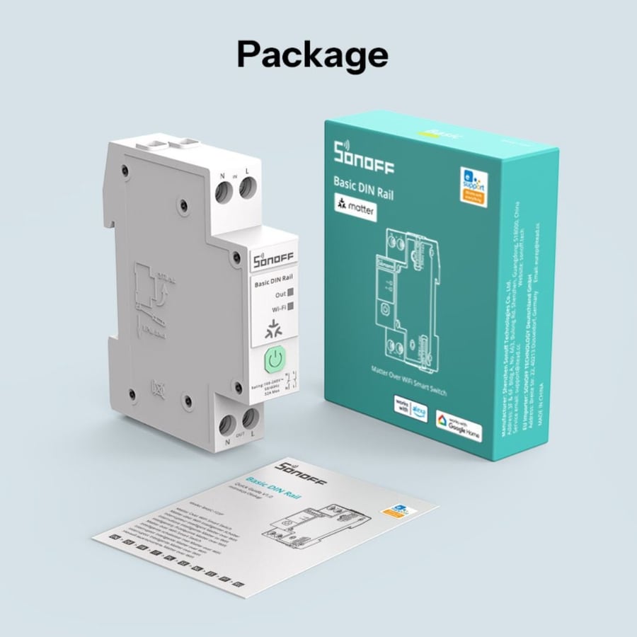 مفتاح ذكي سونوف din rail ( matter ) يعمل عبر واي فاي مع قياس الطاقة