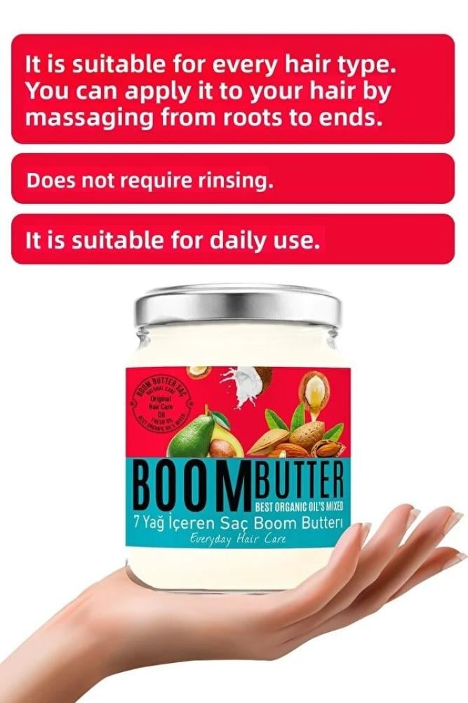 Boom Butter زيت عناية بالشعر مغذٍ ومرطب، يحتوي على 7 زيوت، 190 مل