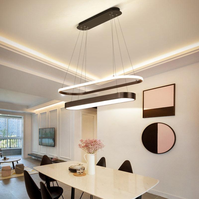 ثريا مودرن سوداء بتصميم مستطيل مزدوج وإضاءة LED – موديل 2210
