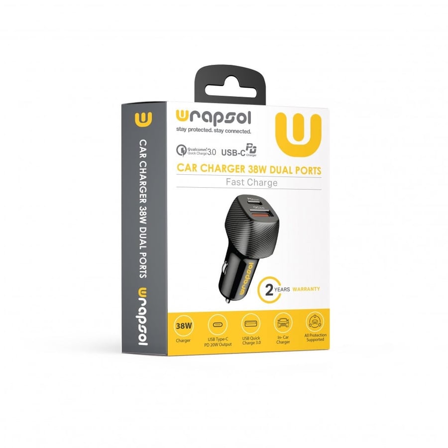 شاحن سيارة من رابسول بقوة 38 واط منفذين PD+USB
