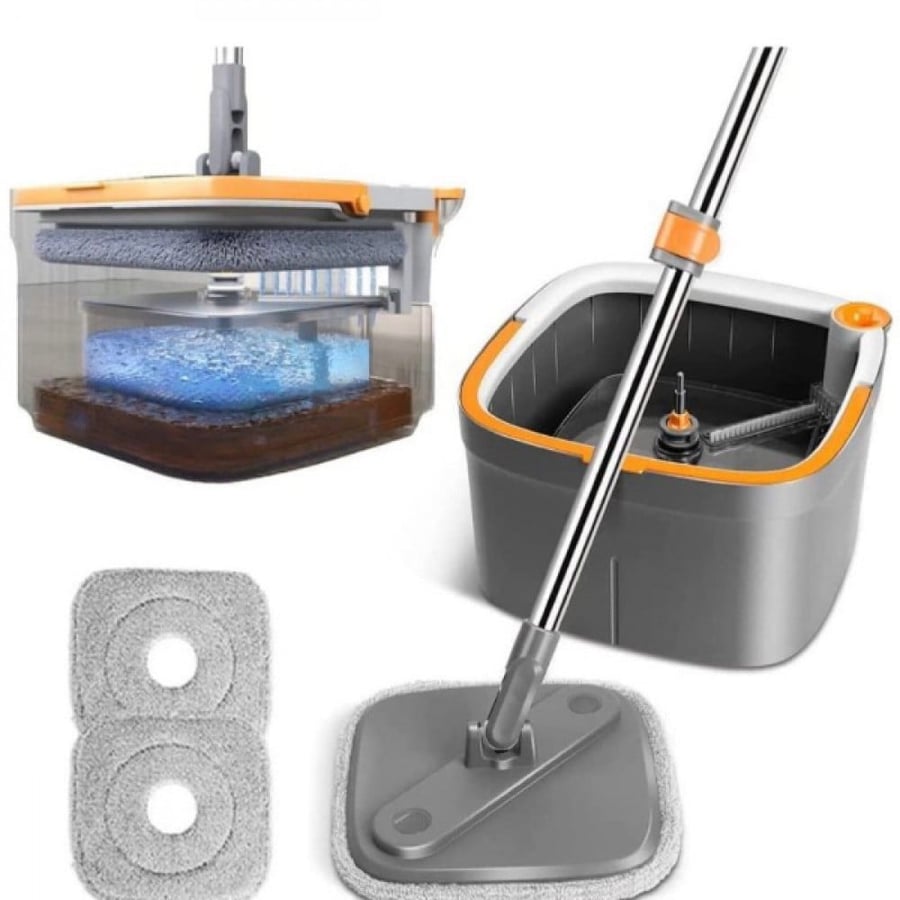 Smart floor mop from ADDFIT, square with a bucket that operates with drying, cleaning, squeezing system, and automatic separation of clean and dirty water