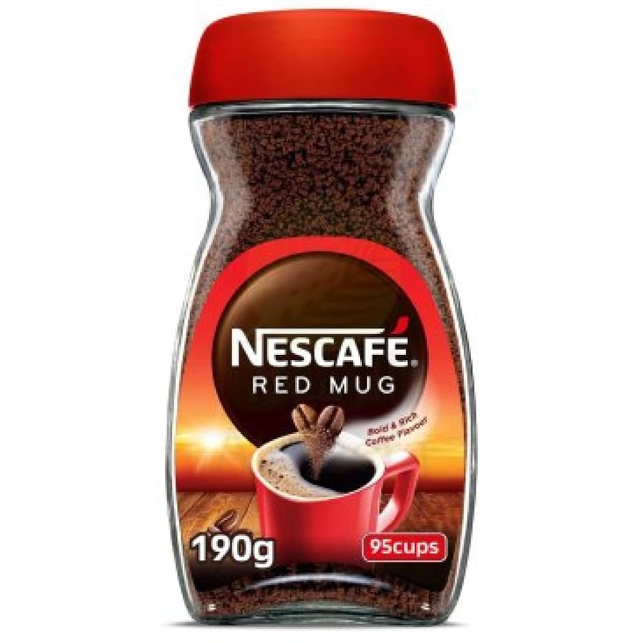 Nescafe Red Mug quick preparation coffee 190 grams NESCAFEE RED MUG GLASS JARS 190 GRAMS