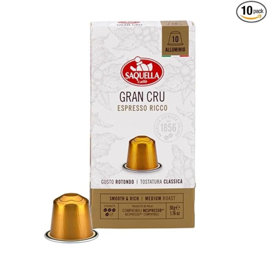 كبسولات نسبريسو ساكولا الايطاليه قراند برو اسبريسو 50جرام*10كبسوله GRAND CRU ESPRESSO RICCO SAQUELLA