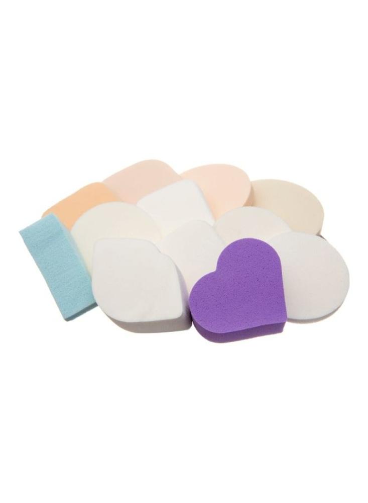 Foundation sponge applicator set in various shapes, 12 pieces, multicolored