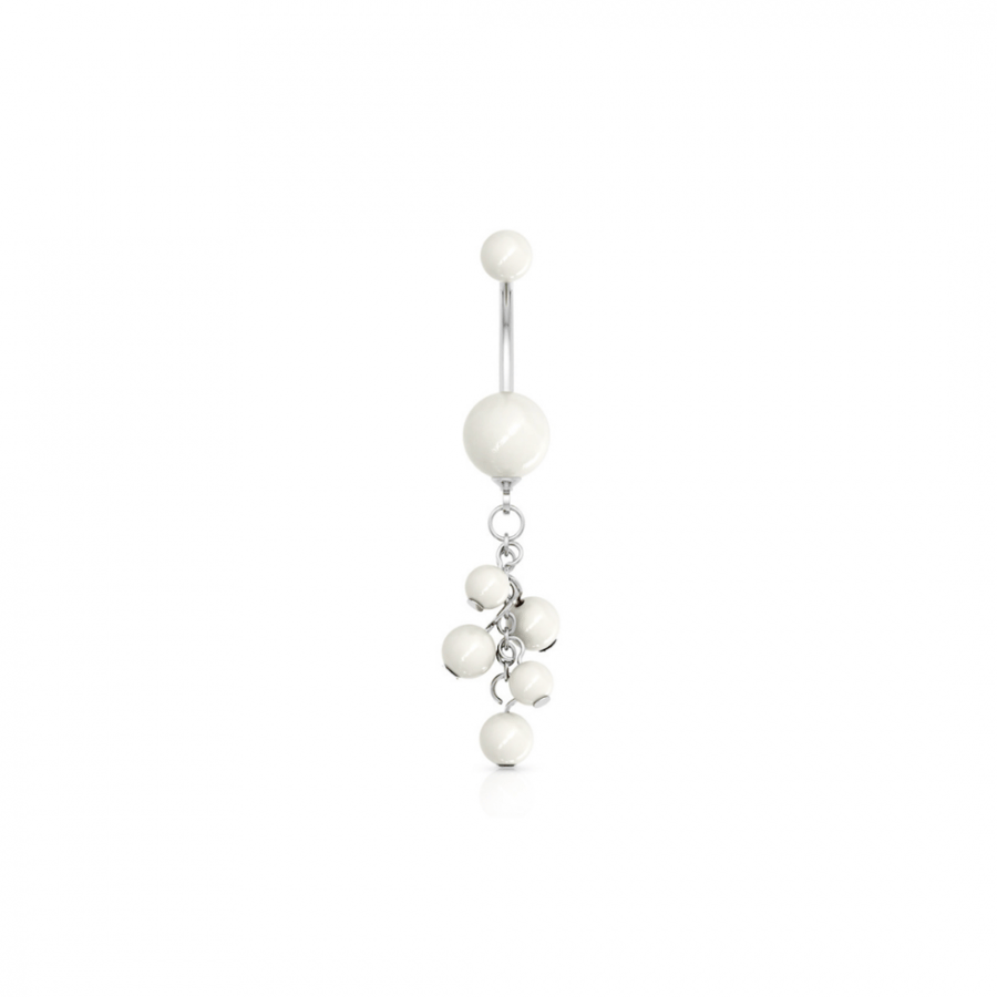 14g Pearl Beads Dangle Belly Ring