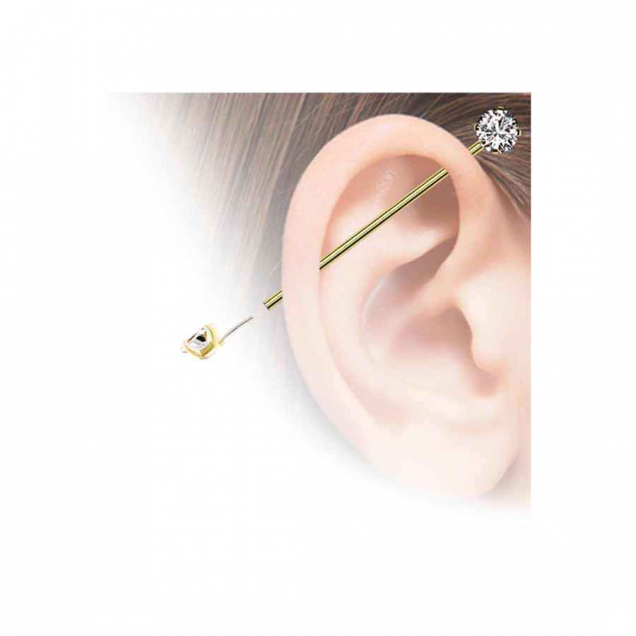 14g Crystal Industrial Straight Barbell