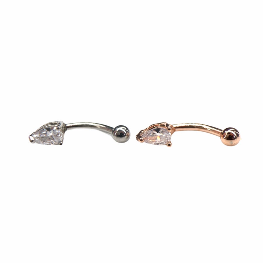 16g Tear Drop Crystal Curved Barbell