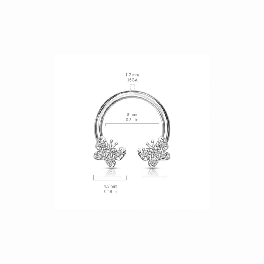 16g Crystal Butterfly Horseshoe