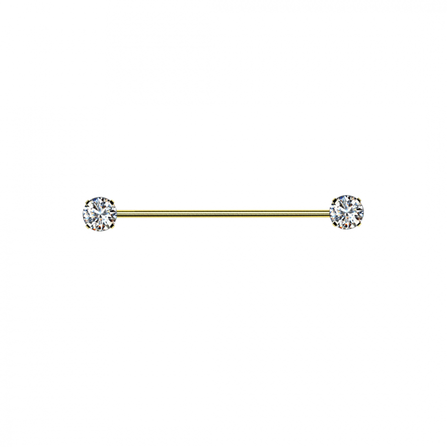 14g Crystal Industrial Straight Barbell
