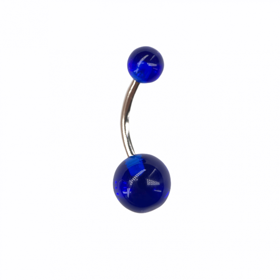 14g Blue Acrylic Balls Belly Ring