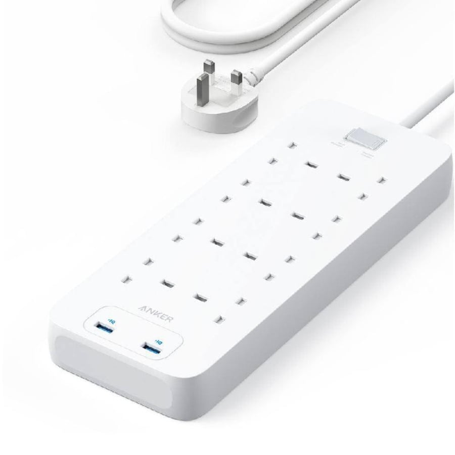توصيلة من انكر 8 منافذ فيش ثلاثي و 2 منفذ USB-A
