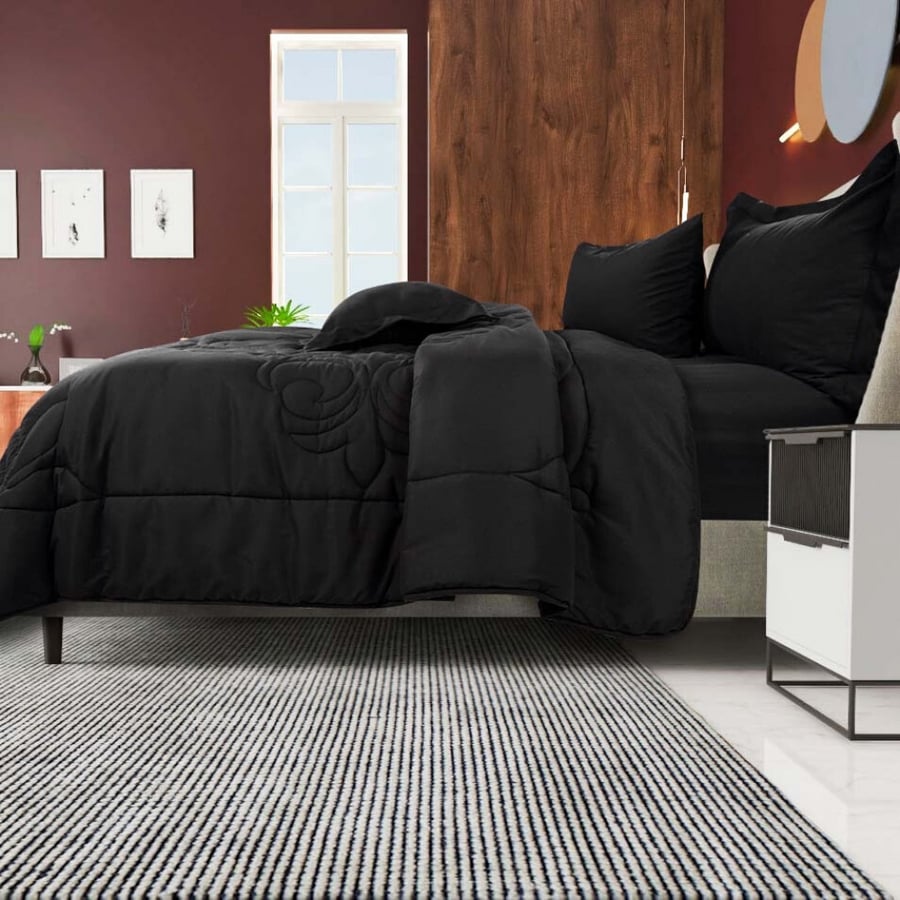مفرش صيفي مفرد ونصف 6 قطع  - كارين -اسود - ميلين