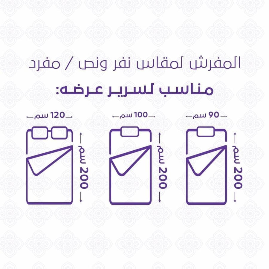 مقاسات مفرش نفر ونص قطن صيفي 4 قطع روفيلا - بيج ابيض - مفارش ميلين
