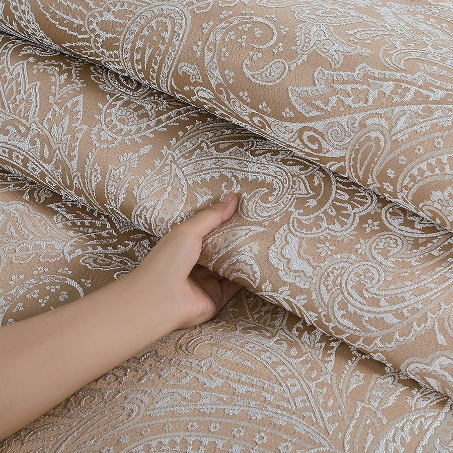 أفضل مفرش صيفي فاخر كوين جاكار 8 قطع بيج غامق - مفارش ميلين