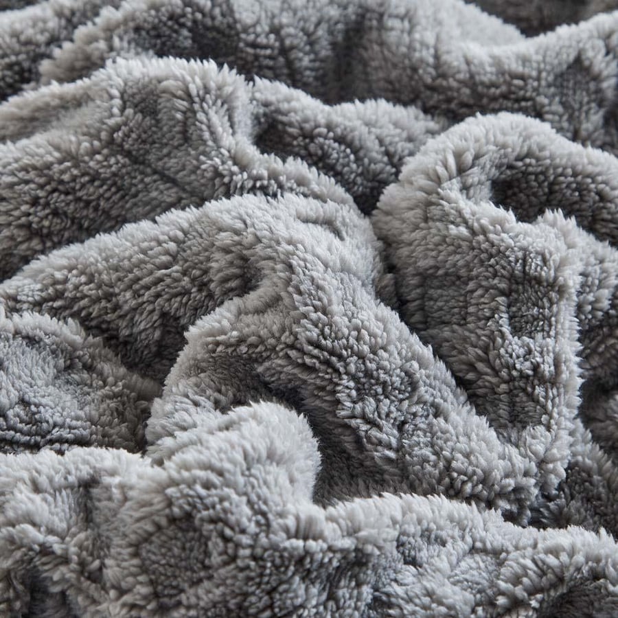 بطانية مخمل وفرو روبيك - 200 × 230 - رمادي