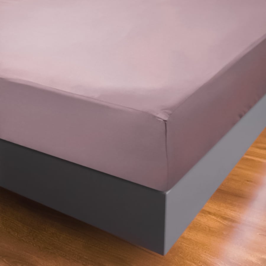 Double cotton Fitted Sheet Set - 3 Pieces- Dark Pink