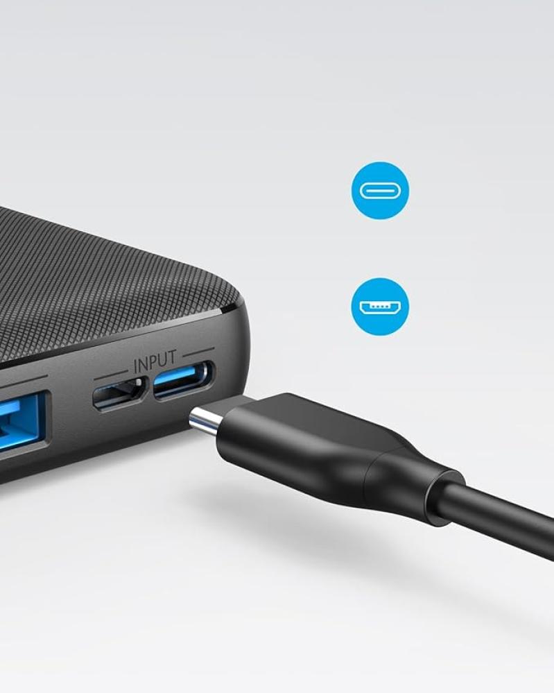 باور بانك من انكر، شاحن محمول 325 (باور كور اسنشيال 20 كيه) بطارية 20000mAh مع تقنية باور اي كيو عالية السرعة ومنفذ USB-C (مدخل فقط)