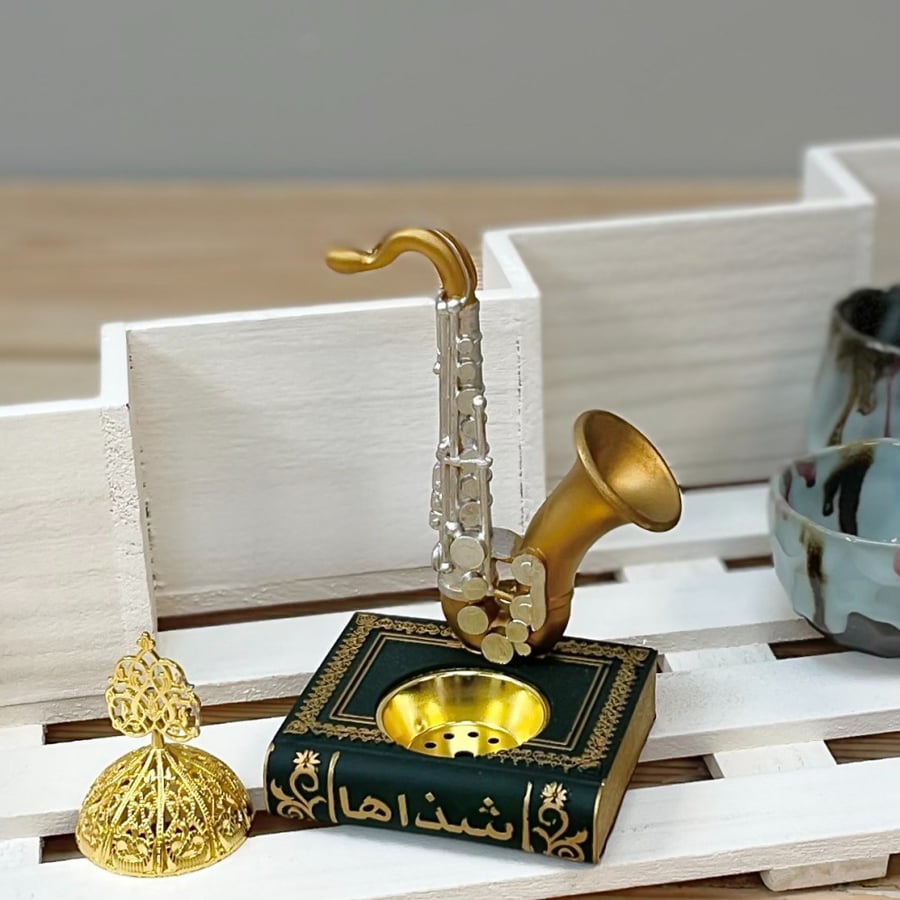 مبخرة سيراميك شكل كتاب اسود وذهبي مباخر ومداخن بخور ديكورات المنزل