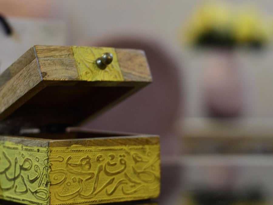 Square yellow wooden box