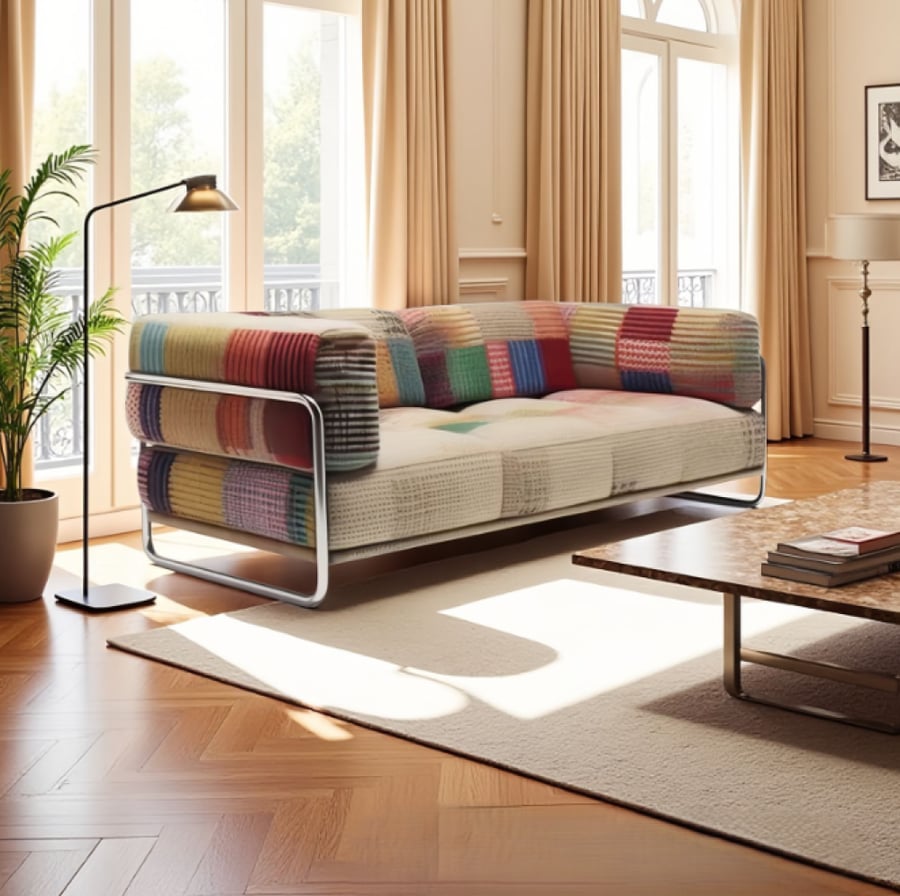 A sofa in the vibrant dopamine color