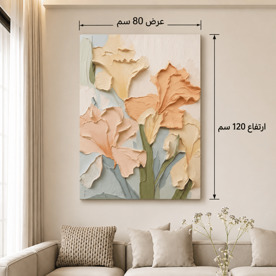 لوحة القمر الكامل مع زهور نقيّة