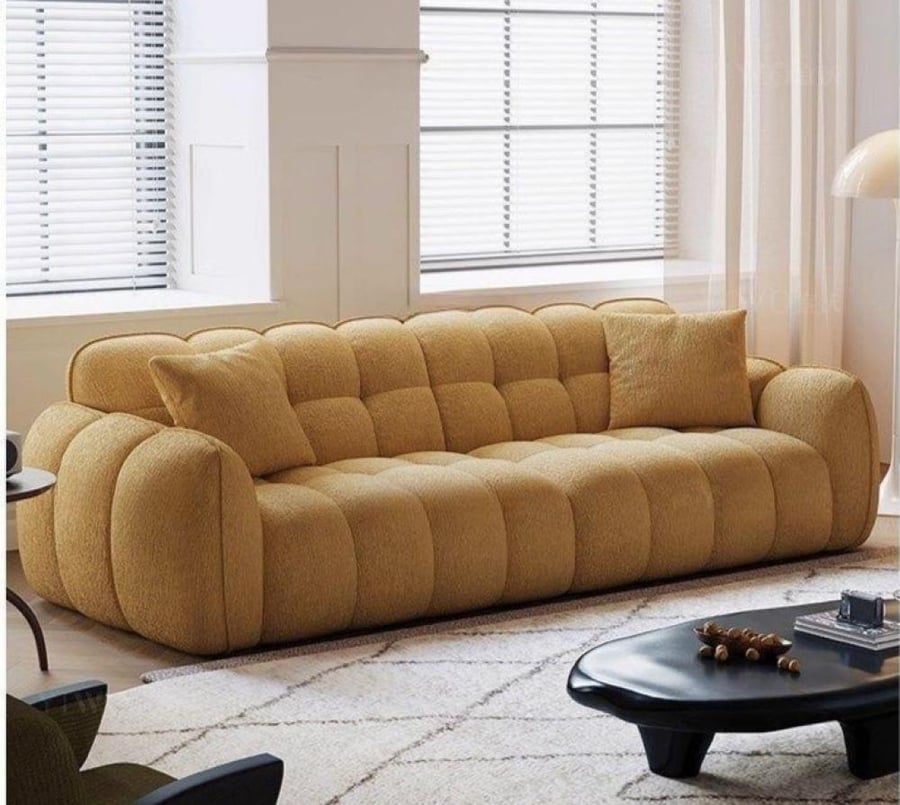 French creamy sofa with high back – four seats with elegant modern design