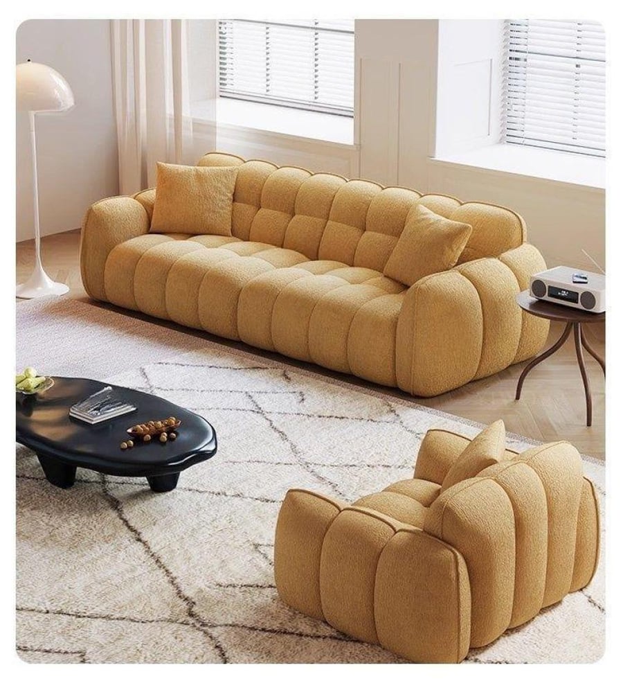French creamy sofa with high back – four seats with elegant modern design