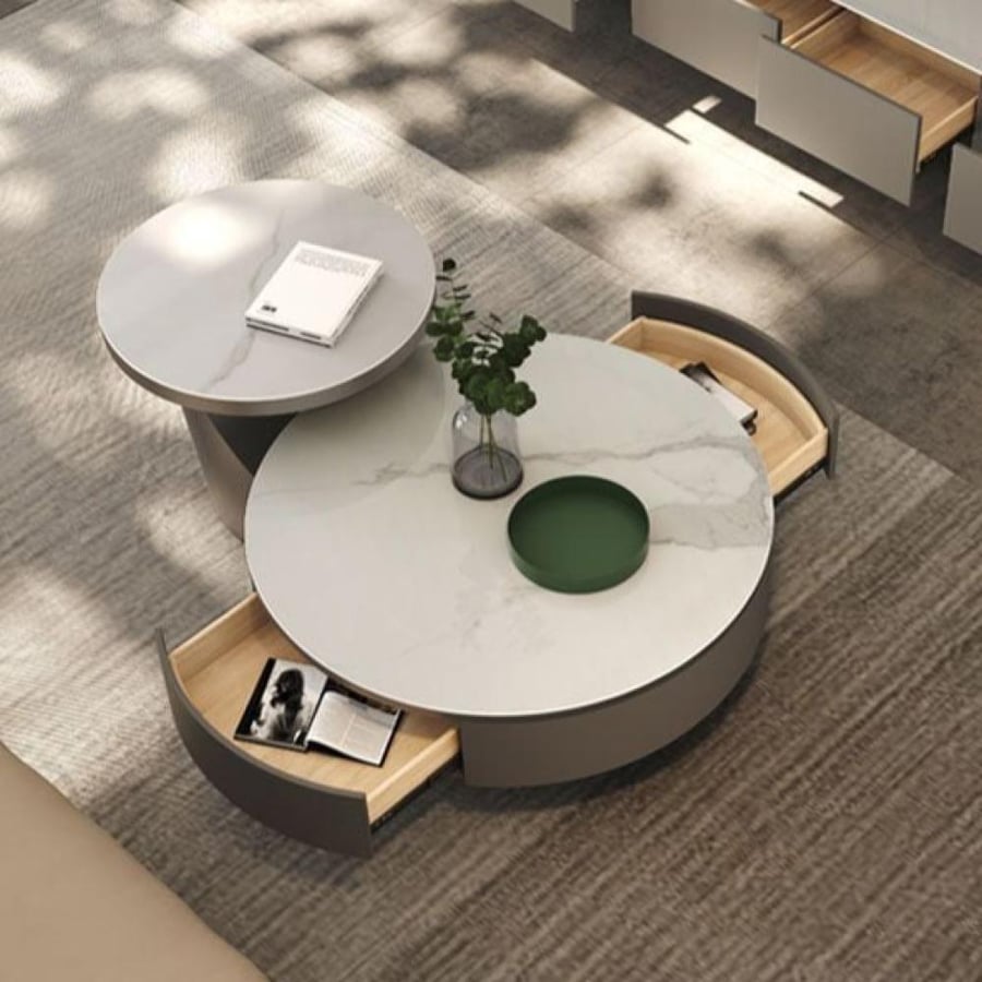 A round coffee table with an elegant classic design