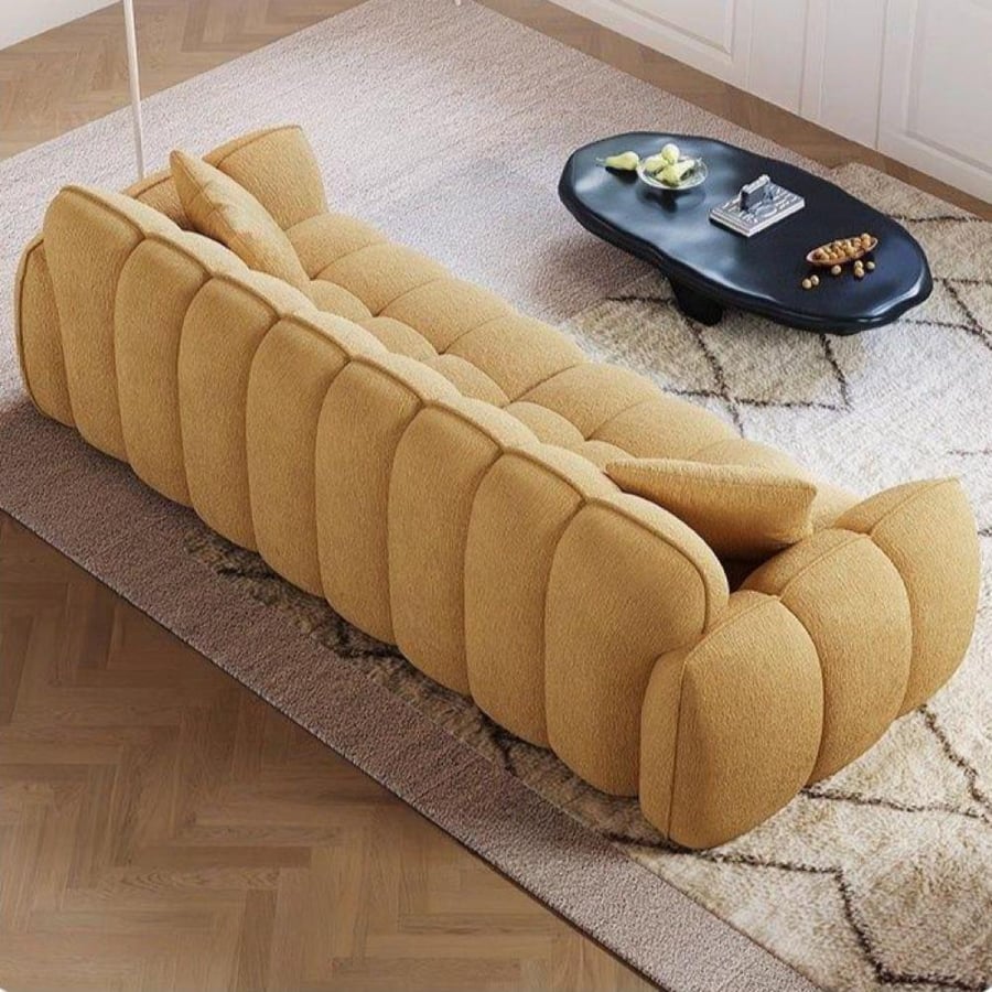 French creamy sofa with high back – four seats with elegant modern design