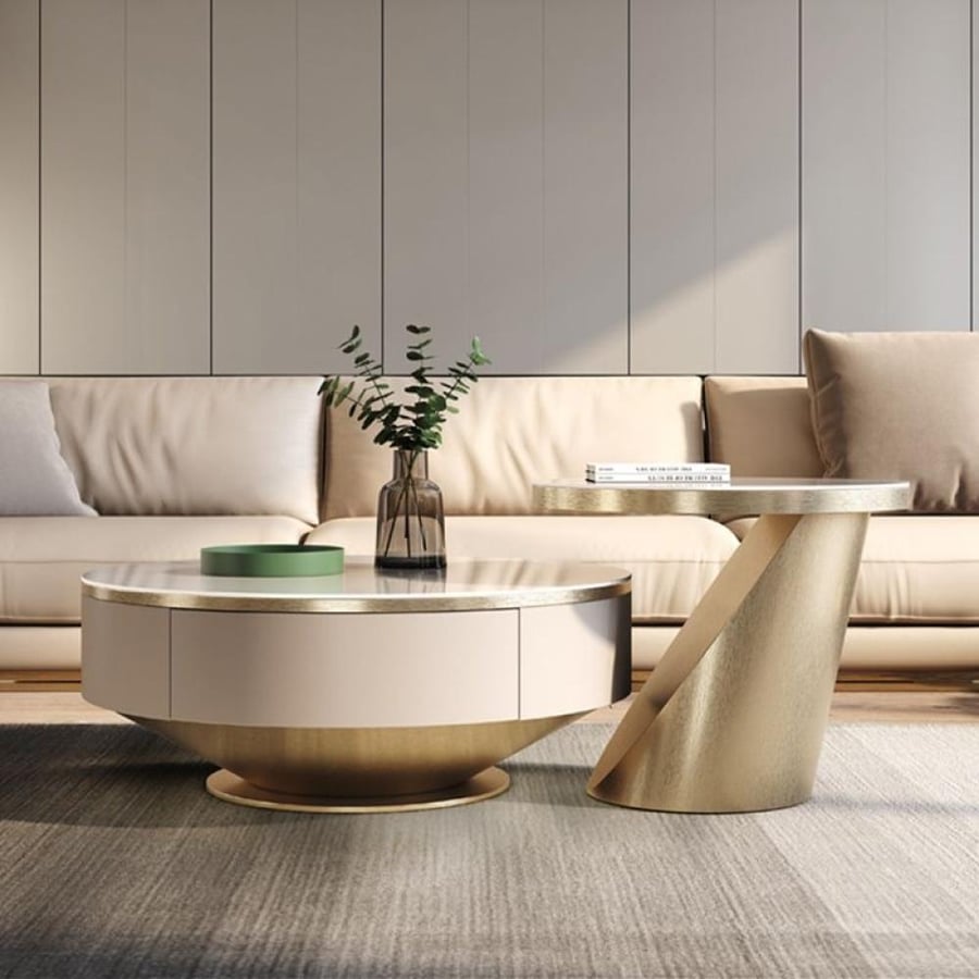 A round coffee table with an elegant classic design