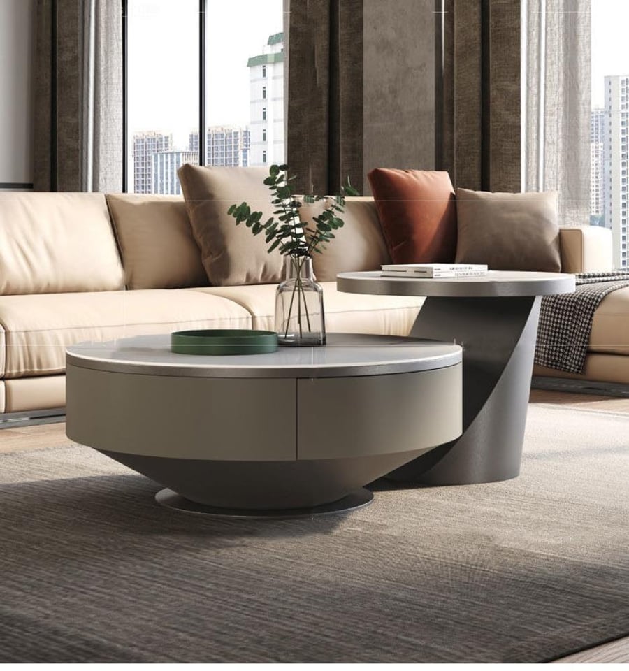 A round coffee table with an elegant classic design