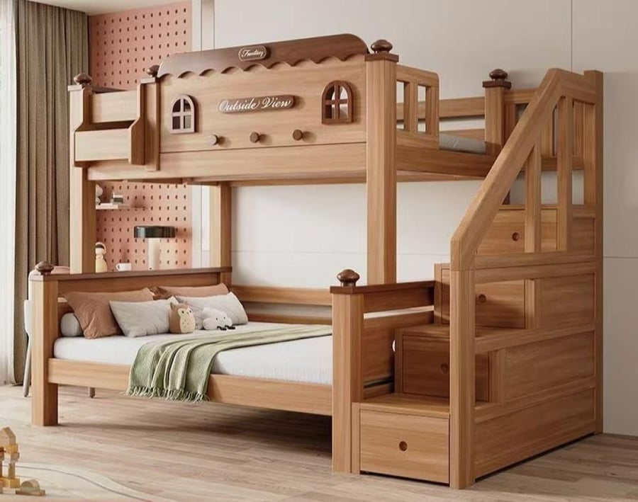 Bunk bed for children made of hardwood
