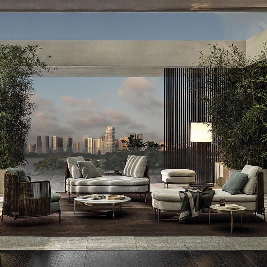 Luxurious outdoor chairs and sofas made of Nordi bamboo