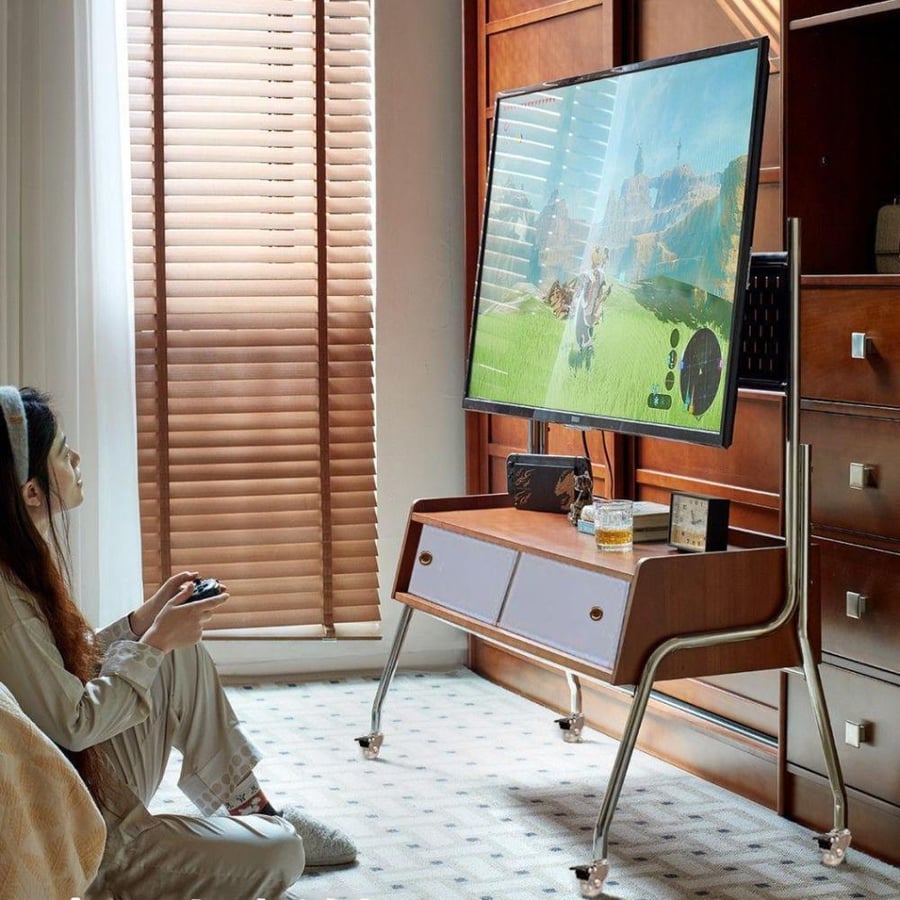 حامل تلفزيون أرضي متنقل بتصميم عملي وقوي
