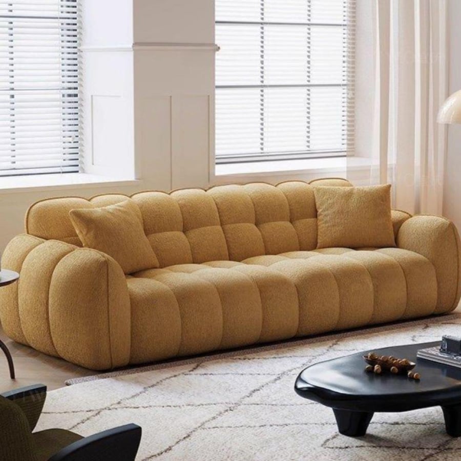 French creamy sofa with high back – four seats with elegant modern design
