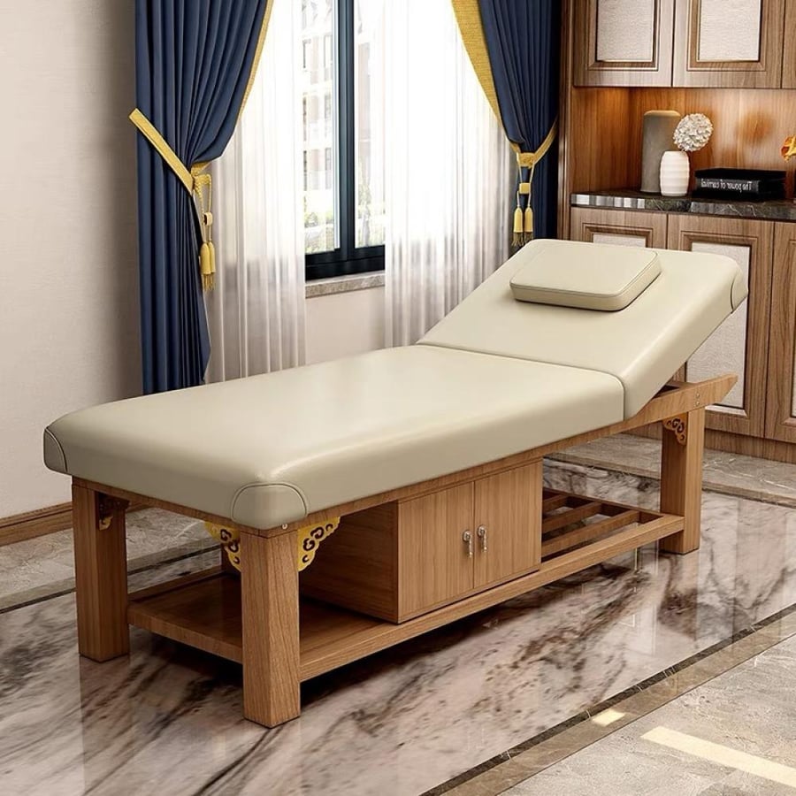 Luxury wooden massage bed — exceptional comfort with modern design