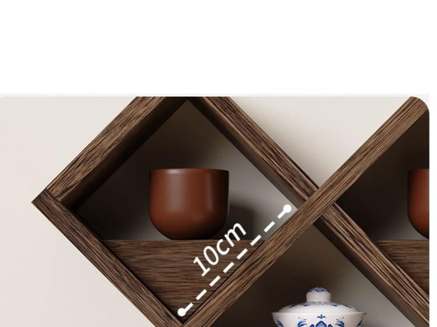 Mesh storage rack in a diamond shape made of hardwood