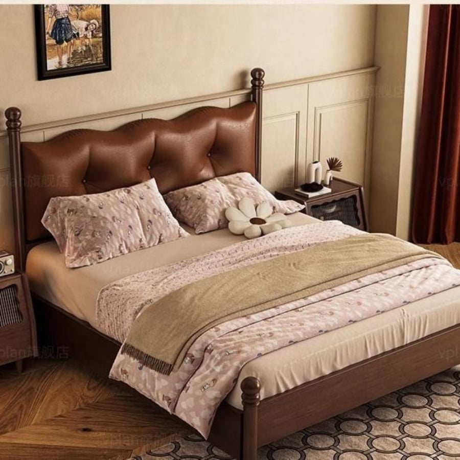 Solid wood bed – vintage style with Scandinavian French touch