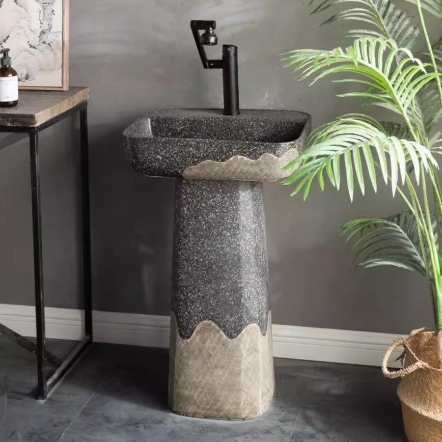 طقم حوض غسيل سيراميك – تصميم فني يدوي بلمسة عتيقة