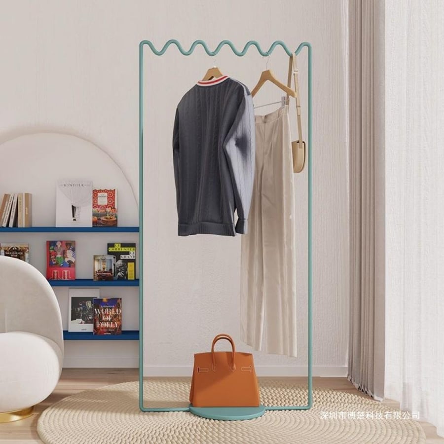 Floor clothes hanger with modern artistic design (sturdy metal frame)