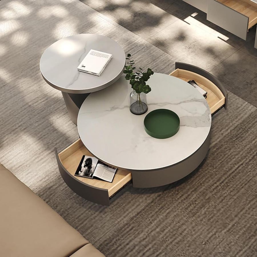 A round coffee table with an elegant classic design