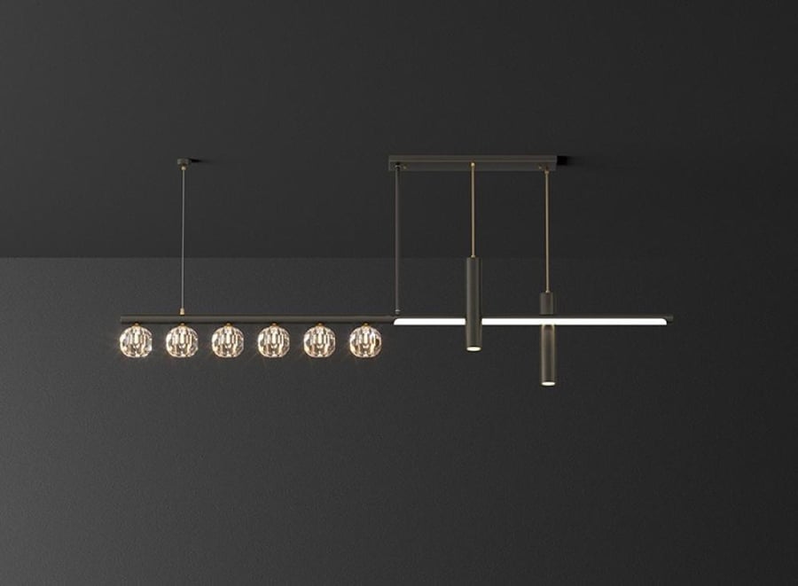 مصباح معلق طويل من النحاس بتصميم اسكندنافي
